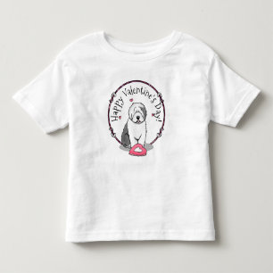 Pink Valentine Old English Sheepdog Dog Grey 1 Fun Toddler T-shirt