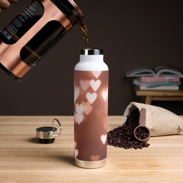 PINK VALENTINE"S DAY HEARTS WATER BOTTLE (Coffee)