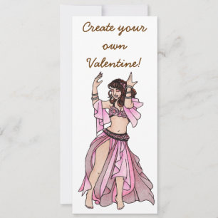 Pink Valentines Belly Dancer Holiday Card