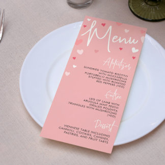 Pink Valentine's Day Dinner Party or Wedding Menu