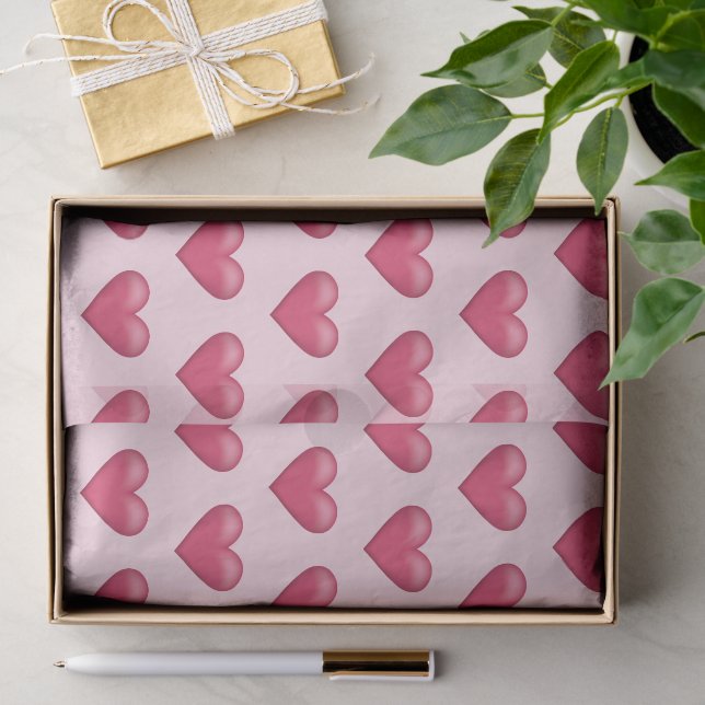 Pink Valentine's Day Heart Shape Pattern Tissue Paper (Gift)