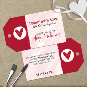 Pink Valentine's Day Homemade Handmade Soap Gift Tags