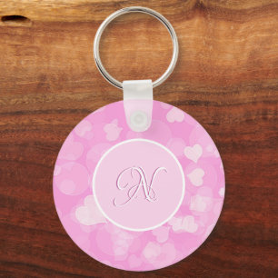 Pink Valentine's Hearts Gift. Text Keychain