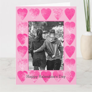 Pink Valentines Hearts Pattern Personalized Card