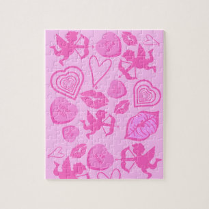 Pink Valentine's Pattern Jigsaw Puzzle