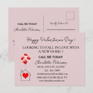 Pink Valentine's Real Estate Marketing Farming Holiday Postcard