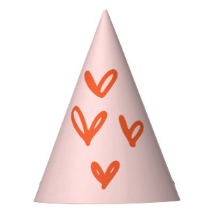 Pink Valentine's Themed Party Hat with Hearts