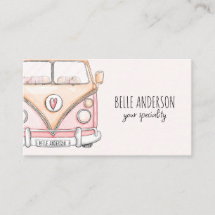 Pink van vintage business card