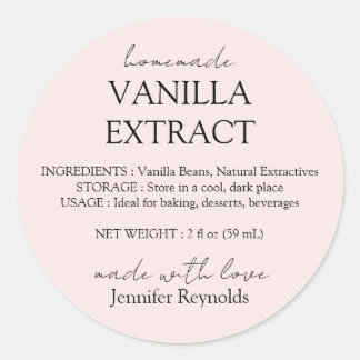 Pink Vanilla Extract Labels with Instructions