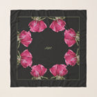 Pink Variegated Double Roses Black Chiffon Scarf