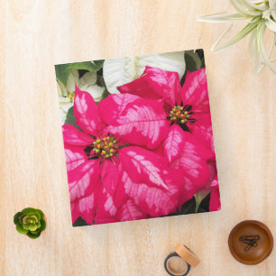 Pink Variegated Poinsettias Floral Holiday Binder