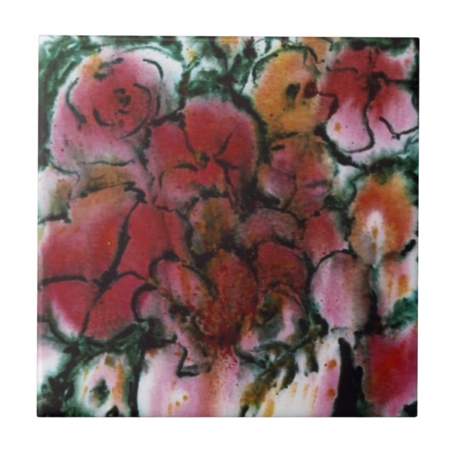 "Pink Vase" Kitchen Garden Ceramic  Tile (Front)