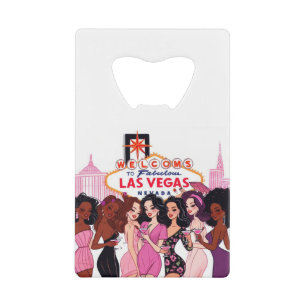 Pink Vegas Bachelorette Party Credit Card Bottle Opener