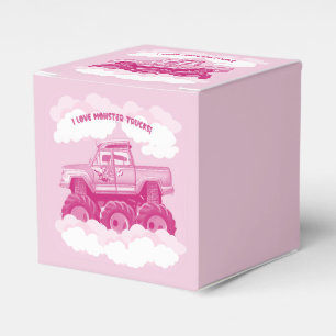 Pink Version I Love Monster Trucks Image Favor Box