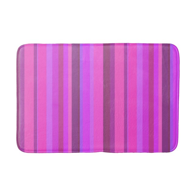 Pink vertical stripes bath mat (Front)