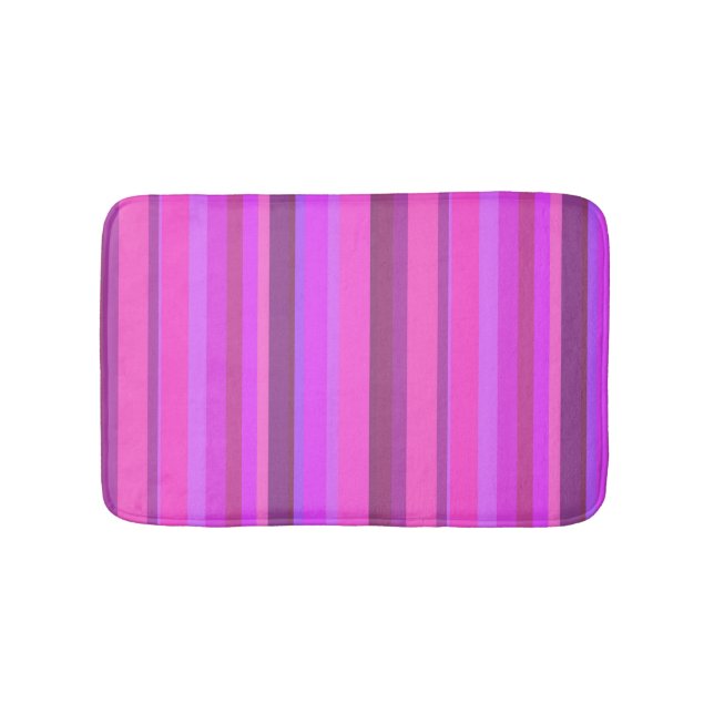 Pink vertical stripes bath mat (Front)