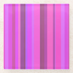 Pink vertical stripes glass coaster