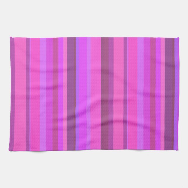 Pink vertical stripes kitchen towel (Horizontal)