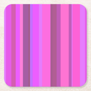 Pink vertical stripes square paper coaster