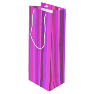 Pink vertical stripes wine gift bag