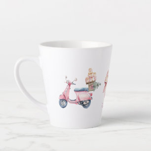 Pink Vespa Christmas Shopping Trip  Latte Mug