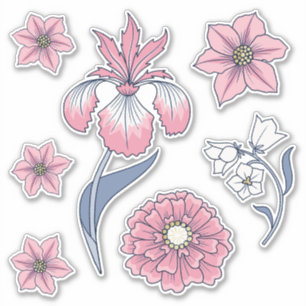 Pink Victorian Floral Art Sticker Pack