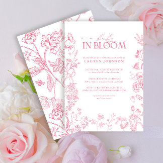 Pink Victorian Floral Elegant Baby In Bloom Invitation