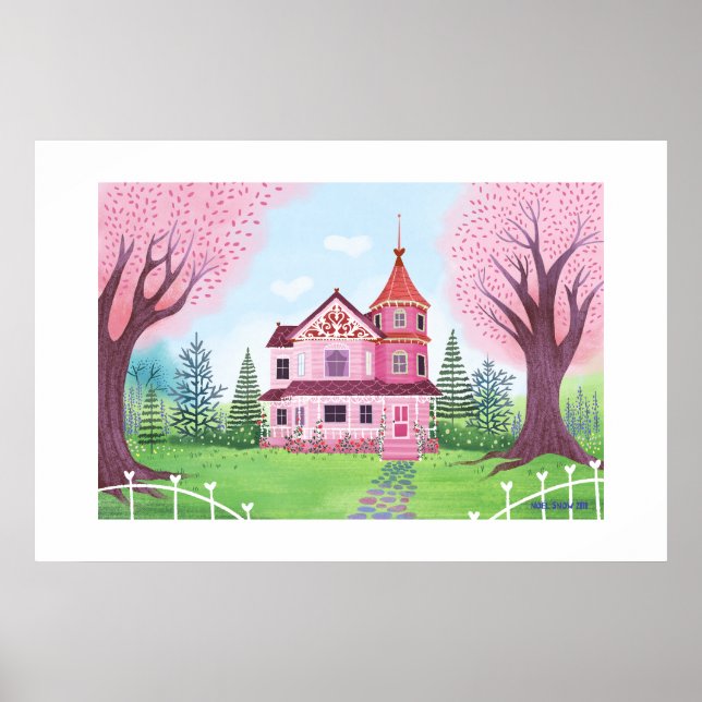 Pink Victorian House Large Print (Front)