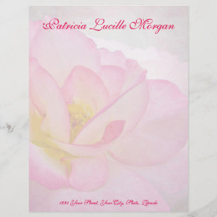 Pink Victorian Rose Letterhead