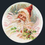 Pink Victorian Santa Classic Round Sticker<br><div class="desc">Cute portrait of Santa Claus with a fluffy beard.</div>