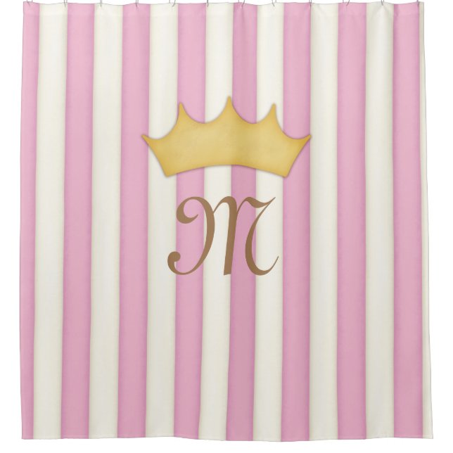 Pink Victorian Stripes Crowned Monogram Princess (Front)