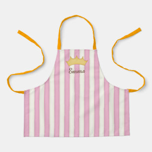 Pink Victorian Stripes Personalized Name Princess Apron