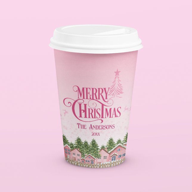 Pink Village Merry Christmas Party Paper Cup (Creator Uploaded)