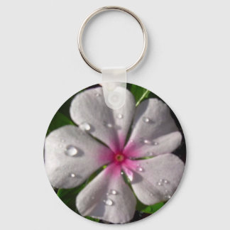 Pink Vinca Flower KeyChain