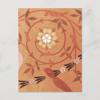 Pink Vine and Vase Textile Postcard