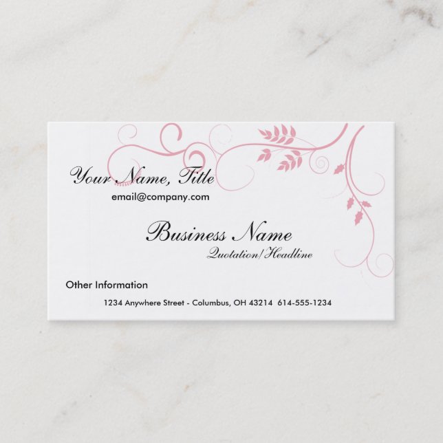 Pink Vine Business Cards (Front)