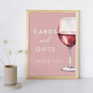 Pink Vino Before Vows Cards & Gifts Bridal Shower  Poster