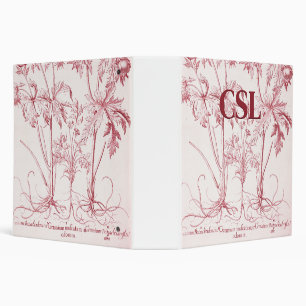 Pink Vintage Botanical Art Monogram Binder