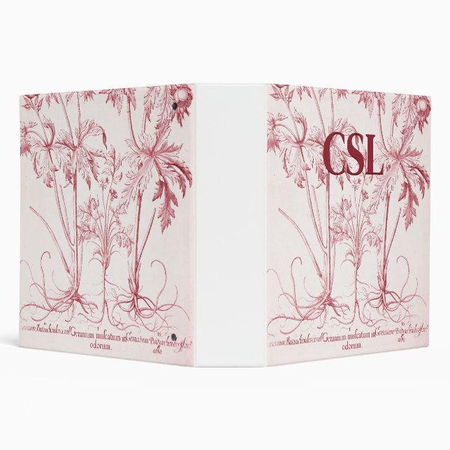 Pink Vintage Botanical Art Monogram Binder (Background)