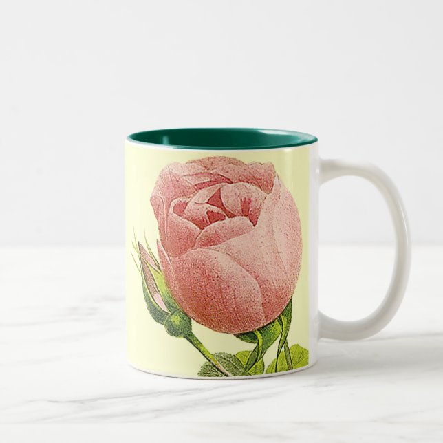 Pink Vintage Botanical Roses Coffee Mug (Right)