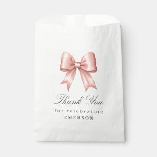 Pink Vintage Bow Thank You Baby Shower Favour Bag