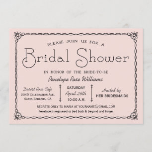 Pink Vintage Bridal Shower Invitations