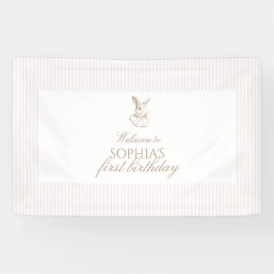 Pink Vintage Bunny Some Bunny Is Turning One Banner