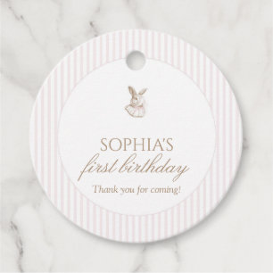 Pink Vintage Bunny Some Bunny Is Turning One  Favour Tags