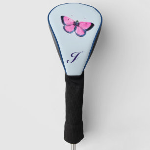 pink vintage butterfly - monogrammed   golf head cover