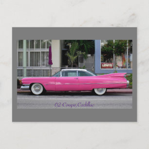  Pink Vintage Cadillac Postcard
