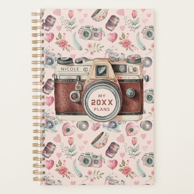Pink Vintage Camera  Planner (Front)