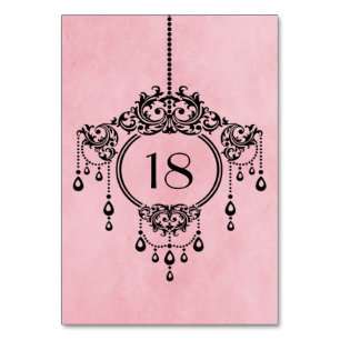 Pink Vintage Chandelier Table Card