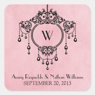 Pink Vintage Chandelier Wedding Stickers