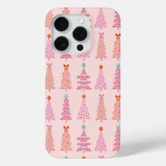 Pink Vintage Christmas Trees Phone Case